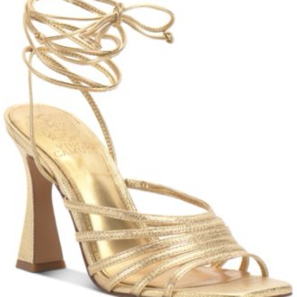 Vince Camuto Roselian  Gold Lace-Up Heels - Picture 1 of 6